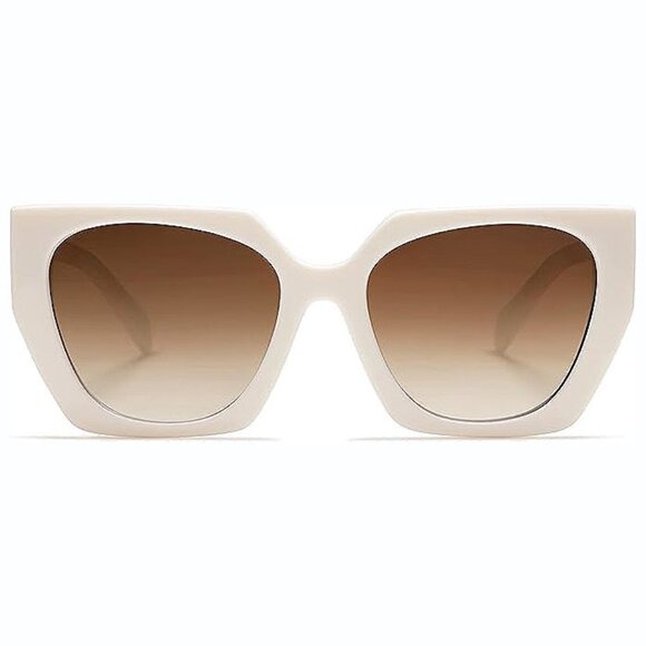 Accessories - Big Trendy Polarized Sunglasses Womens , Creamy White/Gradient Brown